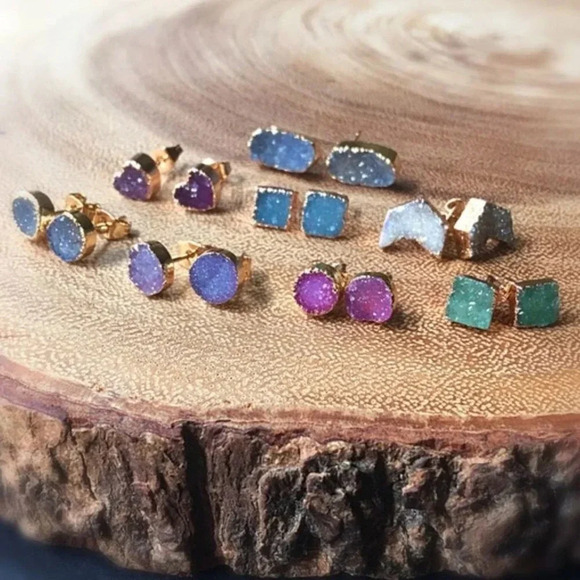 NWT LA BOHEME druzy stone post earrings - Picture 1 of 4